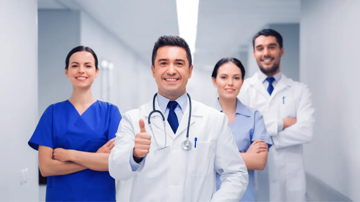 Doctors and patients representing medical tourism in India